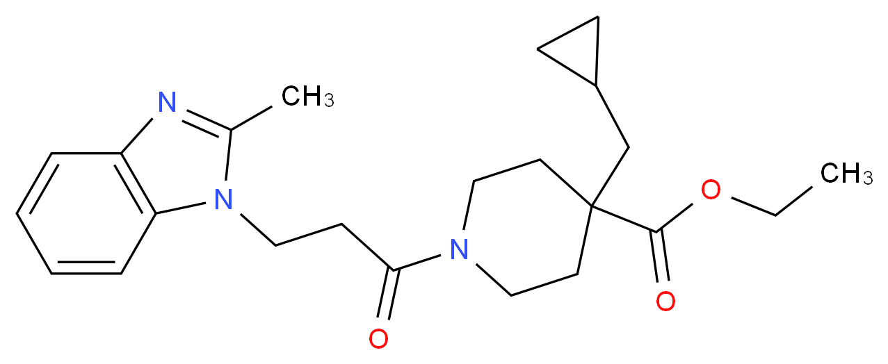 ethyl 4-(cyclopropylmethyl)-1-[3-(2-methyl-1H-benzimidazol-1-yl)propanoyl]-4-piperidinecarboxylate_Molecular_structure_CAS_)