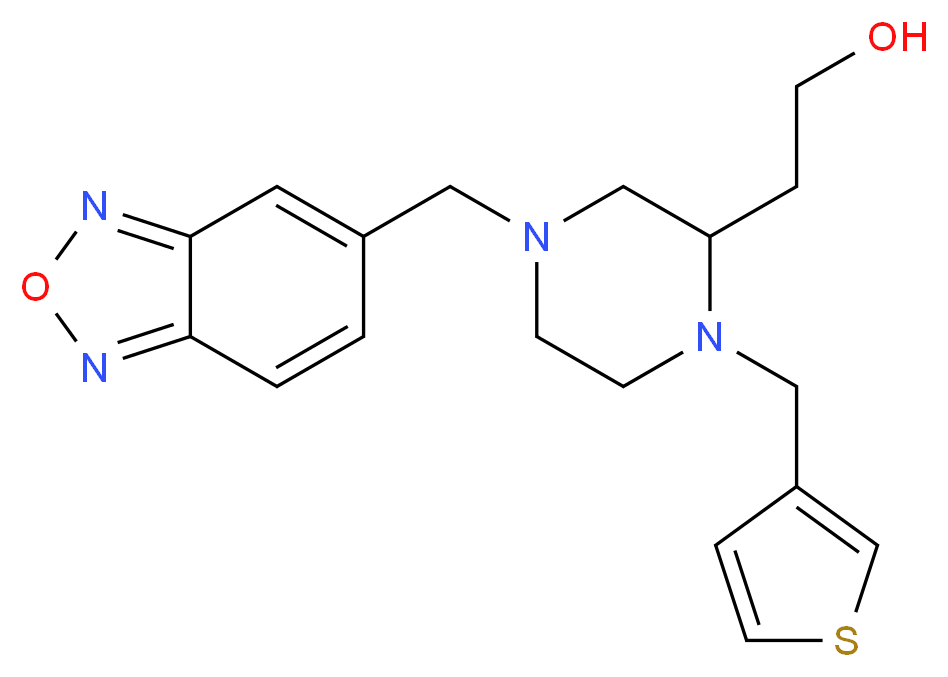 2-[4-(2,1,3-benzoxadiazol-5-ylmethyl)-1-(3-thienylmethyl)-2-piperazinyl]ethanol_Molecular_structure_CAS_)