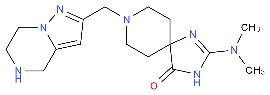 2-(dimethylamino)-8-(4,5,6,7-tetrahydropyrazolo[1,5-a]pyrazin-2-ylmethyl)-1,3,8-triazaspiro[4.5]dec-1-en-4-one_Molecular_structure_CAS_)