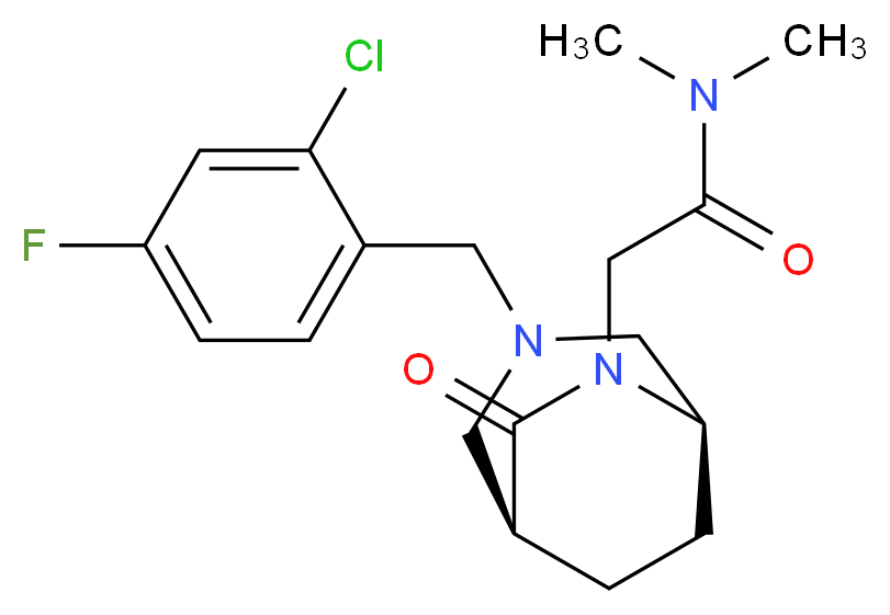 2-[(1S*,5R*)-3-(2-chloro-4-fluorobenzyl)-7-oxo-3,6-diazabicyclo[3.2.2]non-6-yl]-N,N-dimethylacetamide_Molecular_structure_CAS_)