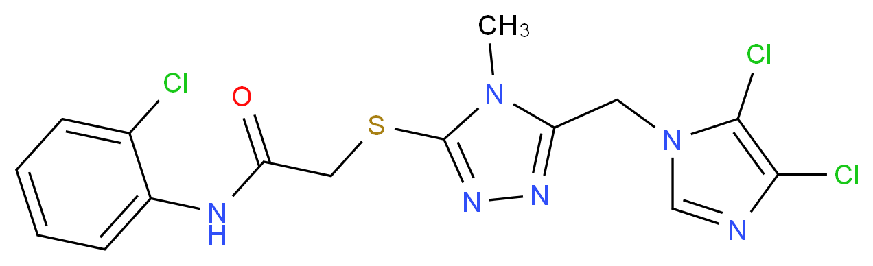 N1-(2-chlorophenyl)-2-({5-[(4,5-dichloro-1H-imidazol-1-yl)methyl]-4-methyl-4H-1,2,4-triazol-3-yl}thio)acetamide_Molecular_structure_CAS_)