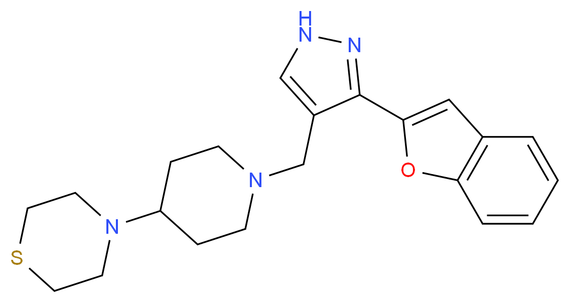 4-(1-{[3-(1-benzofuran-2-yl)-1H-pyrazol-4-yl]methyl}-4-piperidinyl)thiomorpholine_Molecular_structure_CAS_)