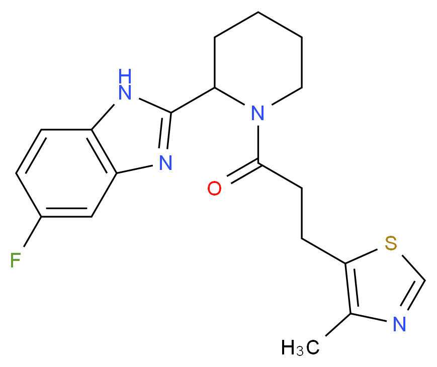 5-fluoro-2-{1-[3-(4-methyl-1,3-thiazol-5-yl)propanoyl]-2-piperidinyl}-1H-benzimidazole_Molecular_structure_CAS_)