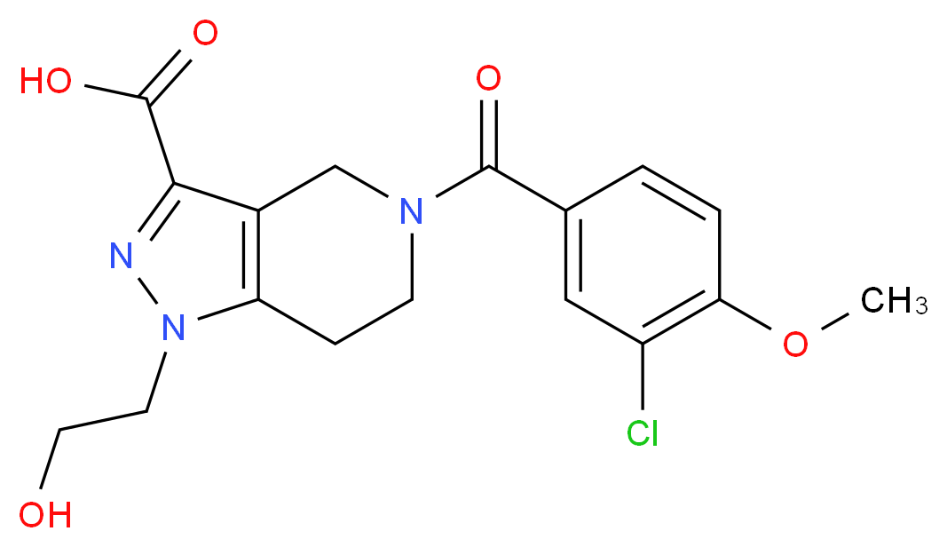 5-(3-chloro-4-methoxybenzoyl)-1-(2-hydroxyethyl)-4,5,6,7-tetrahydro-1H-pyrazolo[4,3-c]pyridine-3-carboxylic acid_Molecular_structure_CAS_)