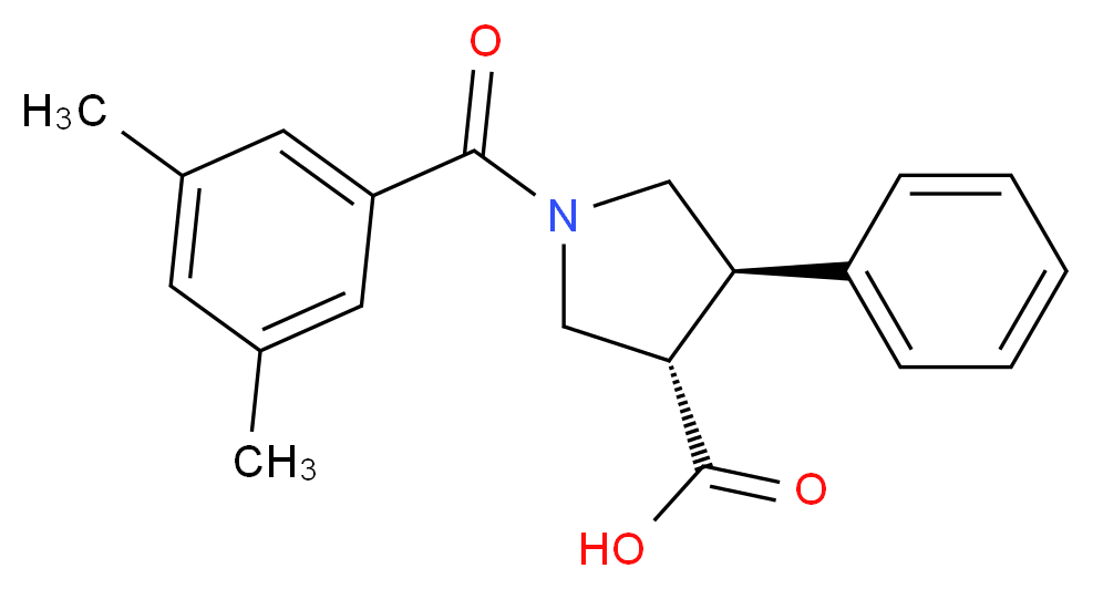 (3S*,4R*)-1-(3,5-dimethylbenzoyl)-4-phenylpyrrolidine-3-carboxylic acid_Molecular_structure_CAS_)