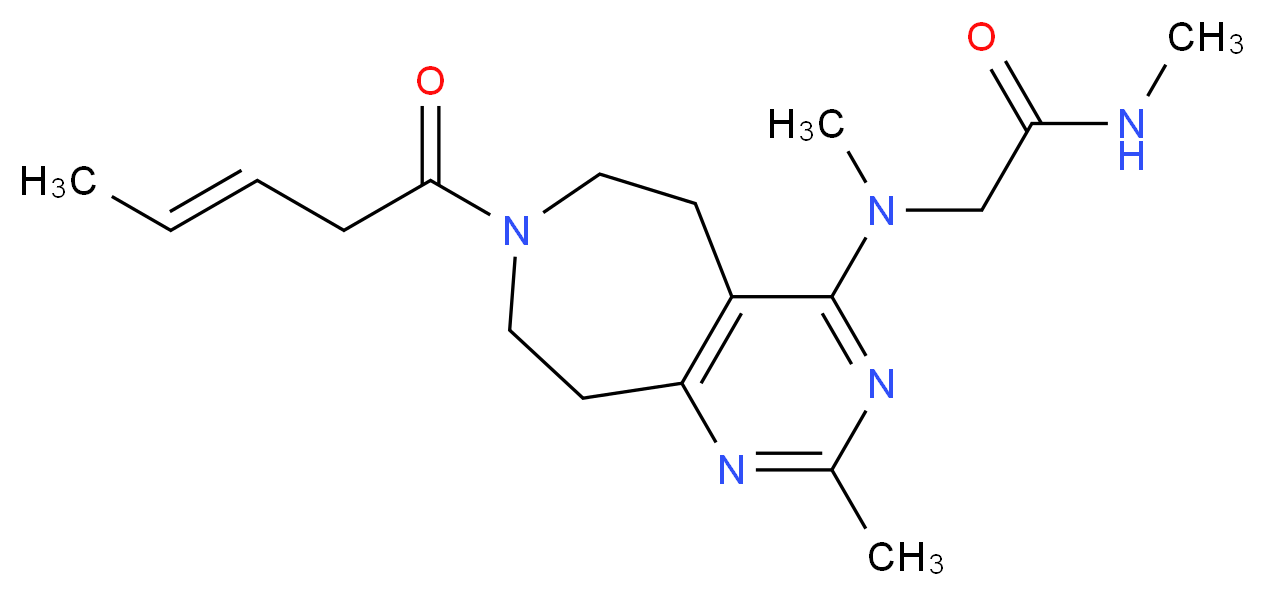 N~1~,N~2~-dimethyl-N~2~-{2-methyl-7-[(3E)-pent-3-enoyl]-6,7,8,9-tetrahydro-5H-pyrimido[4,5-d]azepin-4-yl}glycinamide_Molecular_structure_CAS_)