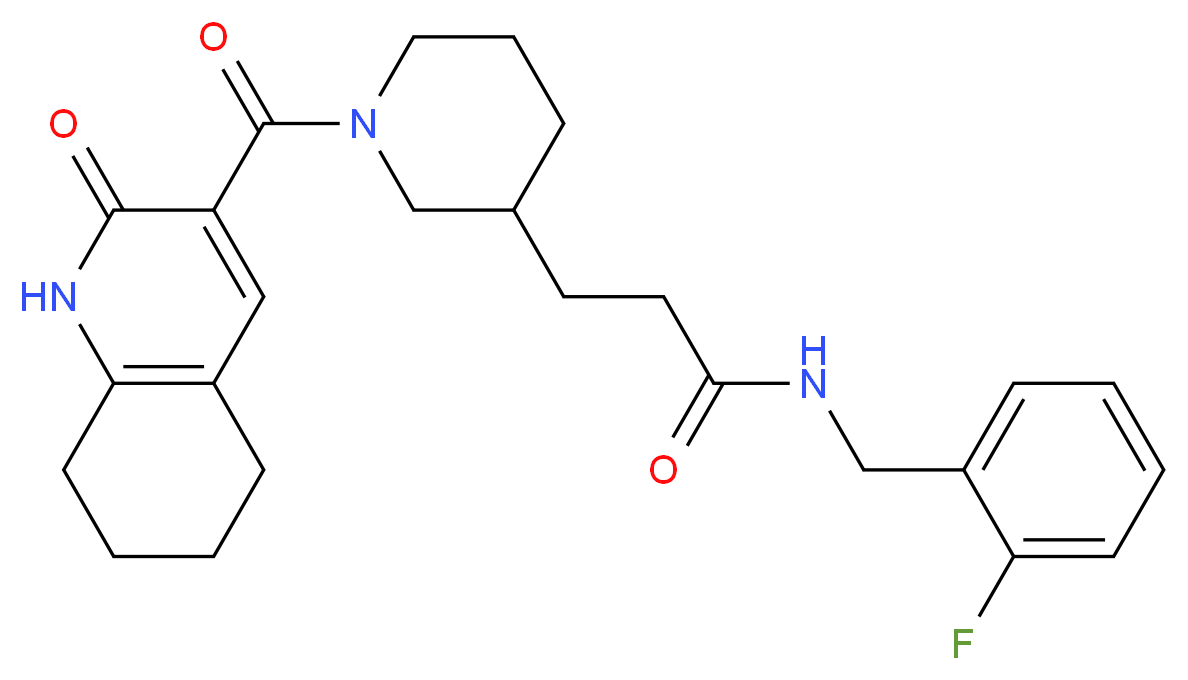 N-(2-fluorobenzyl)-3-{1-[(2-oxo-1,2,5,6,7,8-hexahydro-3-quinolinyl)carbonyl]-3-piperidinyl}propanamide_Molecular_structure_CAS_)