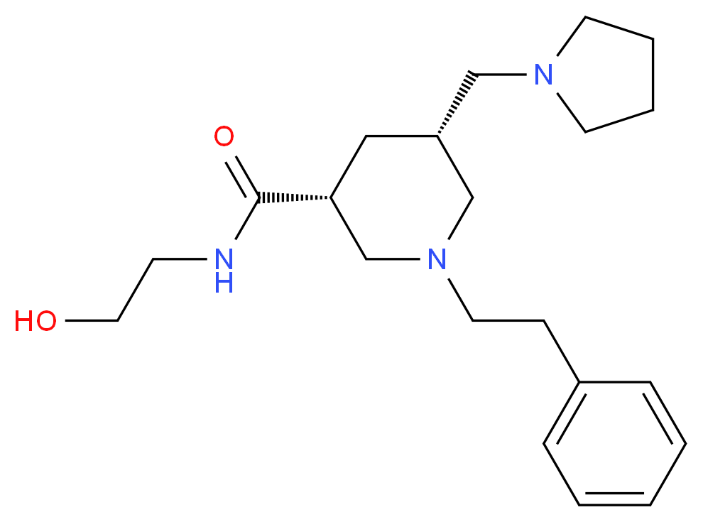 (3R,5R)-N-(2-hydroxyethyl)-1-(2-phenylethyl)-5-(1-pyrrolidinylmethyl)-3-piperidinecarboxamide_Molecular_structure_CAS_)