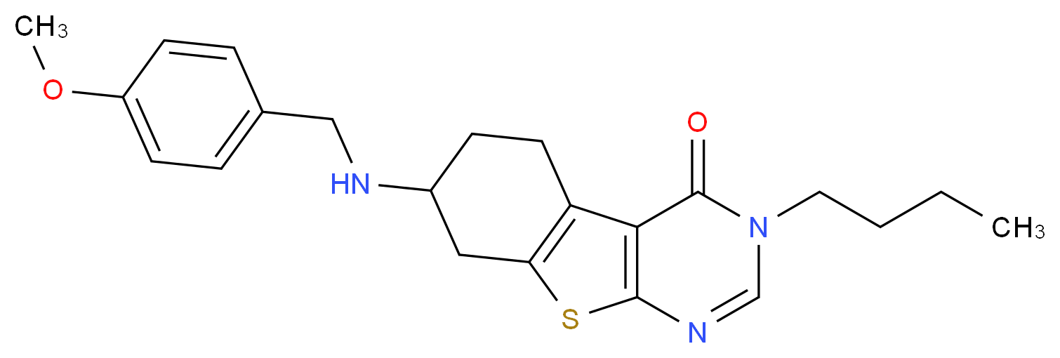 3-butyl-7-[(4-methoxybenzyl)amino]-5,6,7,8-tetrahydro[1]benzothieno[2,3-d]pyrimidin-4(3H)-one_Molecular_structure_CAS_)