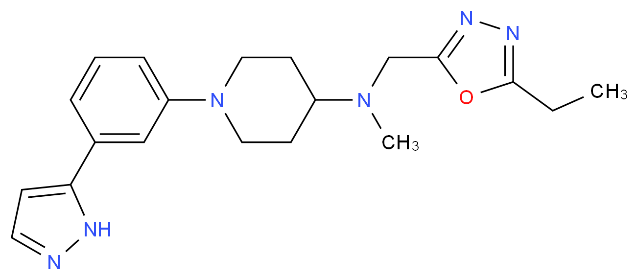 N-[(5-ethyl-1,3,4-oxadiazol-2-yl)methyl]-N-methyl-1-[3-(1H-pyrazol-5-yl)phenyl]-4-piperidinamine_Molecular_structure_CAS_)