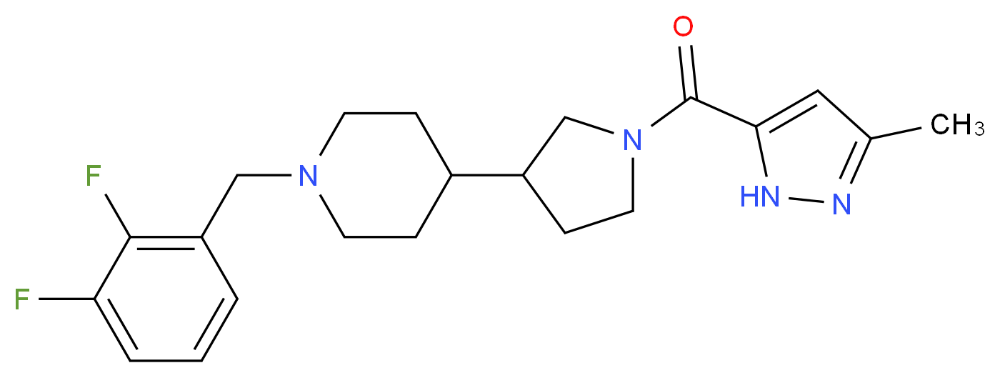 1-(2,3-difluorobenzyl)-4-{1-[(3-methyl-1H-pyrazol-5-yl)carbonyl]-3-pyrrolidinyl}piperidine_Molecular_structure_CAS_)