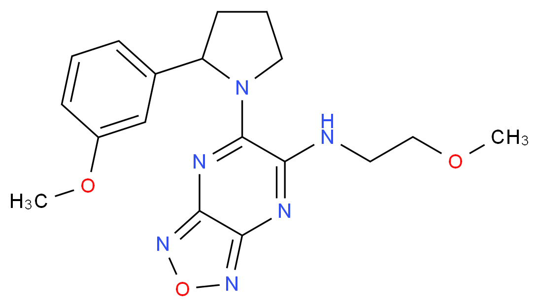 N-(2-methoxyethyl)-6-[2-(3-methoxyphenyl)-1-pyrrolidinyl][1,2,5]oxadiazolo[3,4-b]pyrazin-5-amine_Molecular_structure_CAS_)