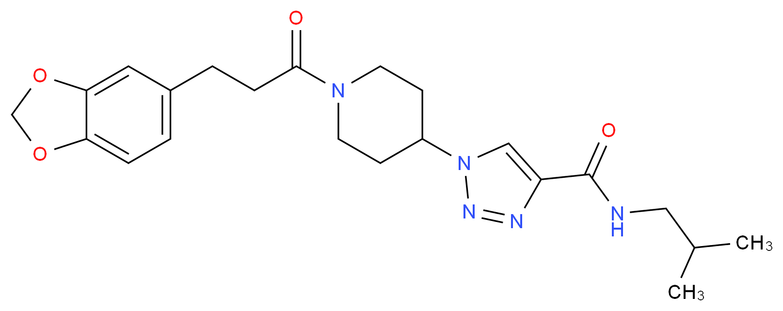 1-{1-[3-(1,3-benzodioxol-5-yl)propanoyl]-4-piperidinyl}-N-isobutyl-1H-1,2,3-triazole-4-carboxamide_Molecular_structure_CAS_)