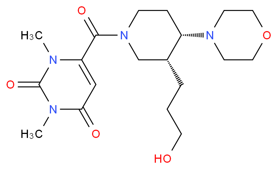 6-{[(3R*,4S*)-3-(3-hydroxypropyl)-4-morpholin-4-ylpiperidin-1-yl]carbonyl}-1,3-dimethylpyrimidine-2,4(1H,3H)-dione_Molecular_structure_CAS_)