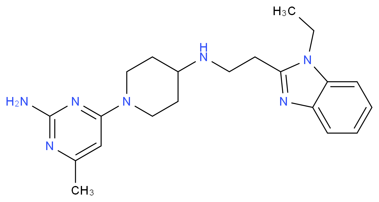 4-(4-{[2-(1-ethyl-1H-benzimidazol-2-yl)ethyl]amino}piperidin-1-yl)-6-methylpyrimidin-2-amine_Molecular_structure_CAS_)