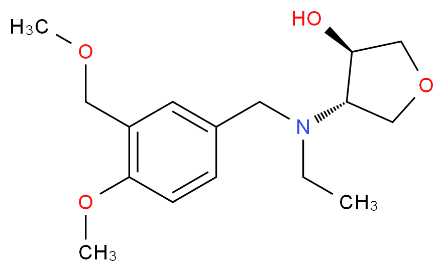 (3R*,4S*)-4-{ethyl[4-methoxy-3-(methoxymethyl)benzyl]amino}tetrahydrofuran-3-ol_Molecular_structure_CAS_)