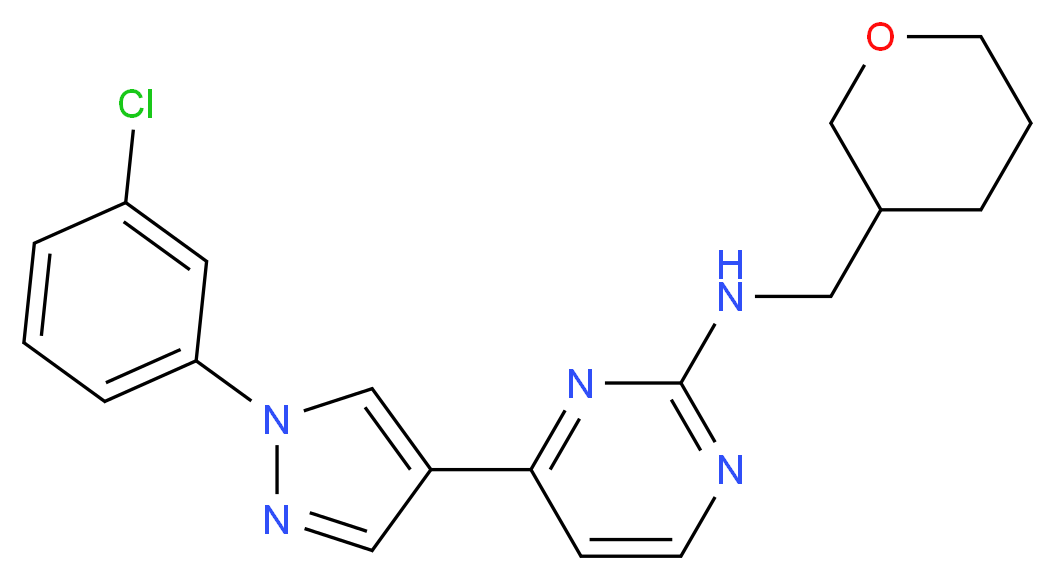 4-[1-(3-chlorophenyl)-1H-pyrazol-4-yl]-N-(tetrahydro-2H-pyran-3-ylmethyl)-2-pyrimidinamine_Molecular_structure_CAS_)