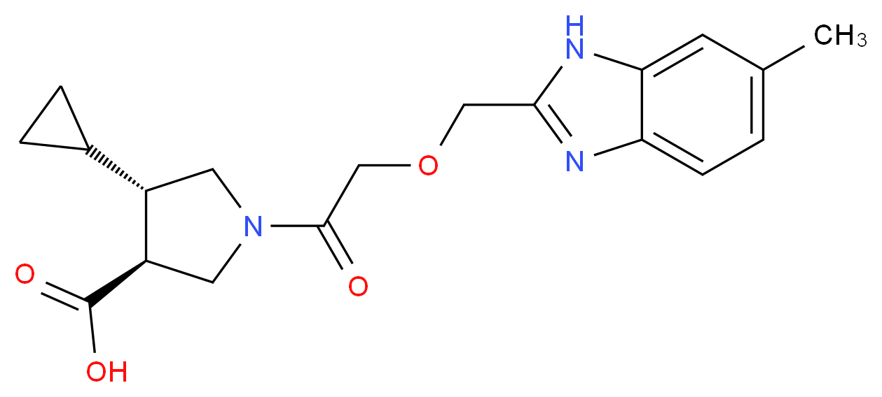(3S*,4S*)-4-cyclopropyl-1-{[(6-methyl-1H-benzimidazol-2-yl)methoxy]acetyl}pyrrolidine-3-carboxylic acid_Molecular_structure_CAS_)