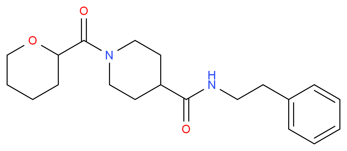 N-(2-phenylethyl)-1-(tetrahydro-2H-pyran-2-ylcarbonyl)piperidine-4-carboxamide_Molecular_structure_CAS_)