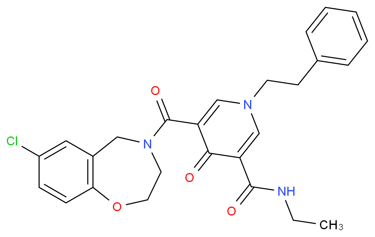 5-[(7-chloro-2,3-dihydro-1,4-benzoxazepin-4(5H)-yl)carbonyl]-N-ethyl-4-oxo-1-(2-phenylethyl)-1,4-dihydro-3-pyridinecarboxamide_Molecular_structure_CAS_)