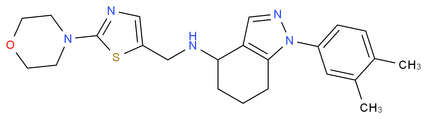 1-(3,4-dimethylphenyl)-N-{[2-(4-morpholinyl)-1,3-thiazol-5-yl]methyl}-4,5,6,7-tetrahydro-1H-indazol-4-amine_Molecular_structure_CAS_)