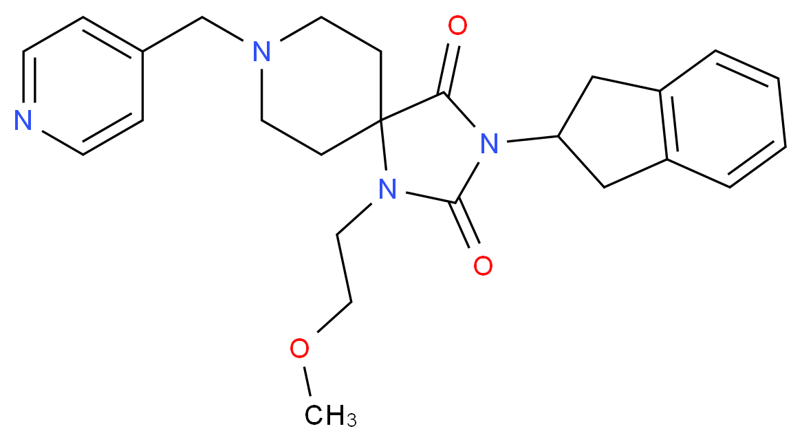 3-(2,3-dihydro-1H-inden-2-yl)-1-(2-methoxyethyl)-8-(4-pyridinylmethyl)-1,3,8-triazaspiro[4.5]decane-2,4-dione_Molecular_structure_CAS_)