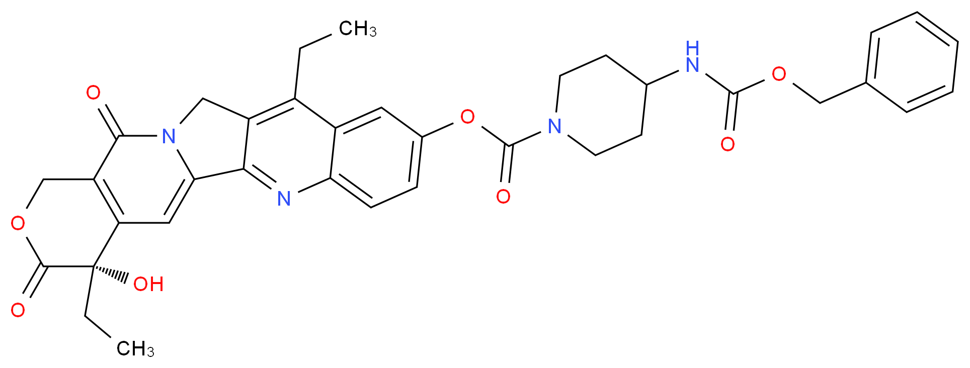 7-Ethyl-10-(4-[[benzylcarbamoyl]amino]-1-piperidino)carbonyloxycamptothecin_Molecular_structure_CAS_1217686-49-1)