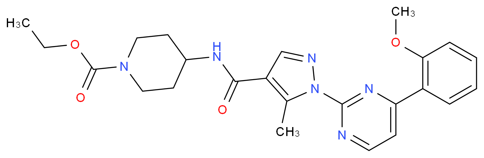 ethyl 4-[({1-[4-(2-methoxyphenyl)-2-pyrimidinyl]-5-methyl-1H-pyrazol-4-yl}carbonyl)amino]-1-piperidinecarboxylate_Molecular_structure_CAS_)