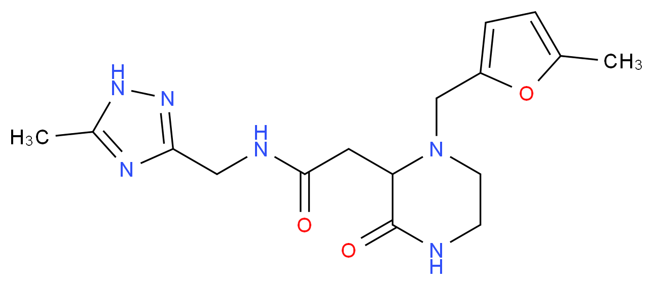 2-{1-[(5-methyl-2-furyl)methyl]-3-oxo-2-piperazinyl}-N-[(5-methyl-1H-1,2,4-triazol-3-yl)methyl]acetamide_Molecular_structure_CAS_)