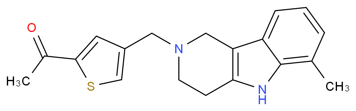 1-{4-[(6-methyl-1,3,4,5-tetrahydro-2H-pyrido[4,3-b]indol-2-yl)methyl]-2-thienyl}ethanone_Molecular_structure_CAS_)