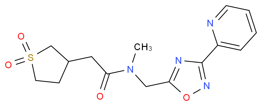 2-(1,1-dioxidotetrahydro-3-thienyl)-N-methyl-N-{[3-(2-pyridinyl)-1,2,4-oxadiazol-5-yl]methyl}acetamide_Molecular_structure_CAS_)