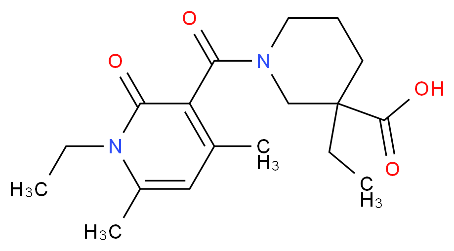 3-ethyl-1-[(1-ethyl-4,6-dimethyl-2-oxo-1,2-dihydro-3-pyridinyl)carbonyl]-3-piperidinecarboxylic acid_Molecular_structure_CAS_)