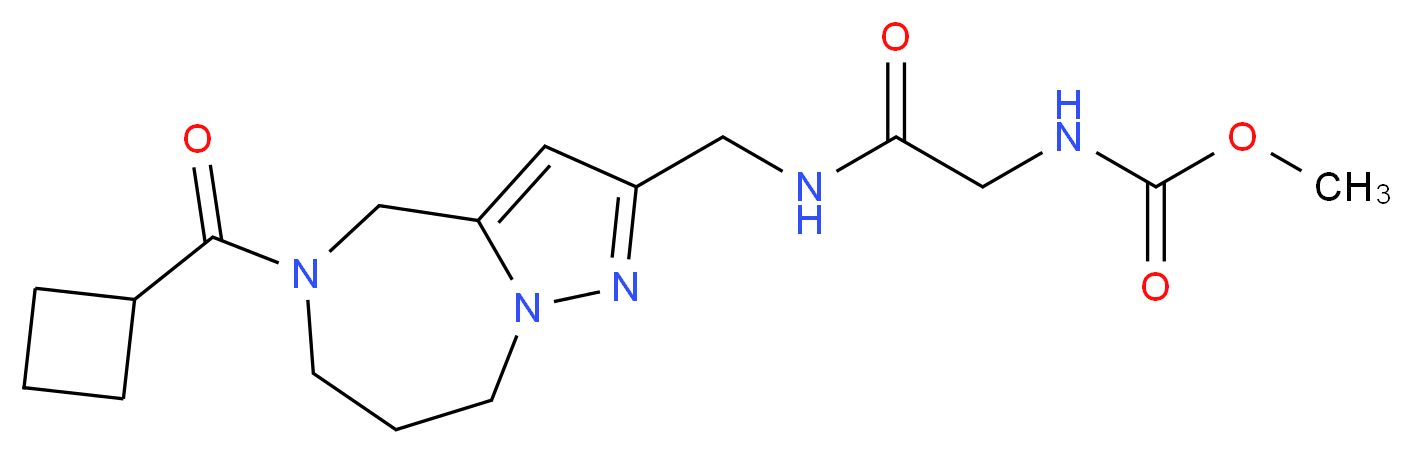 methyl [2-({[5-(cyclobutylcarbonyl)-5,6,7,8-tetrahydro-4H-pyrazolo[1,5-a][1,4]diazepin-2-yl]methyl}amino)-2-oxoethyl]carbamate (non-preferred name)_Molecular_structure_CAS_)