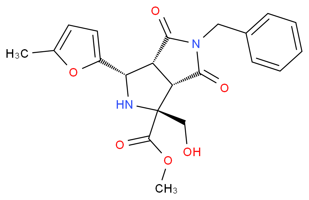 methyl (1S*,3S*,3aR*,6aS*)-5-benzyl-1-(hydroxymethyl)-3-(5-methyl-2-furyl)-4,6-dioxooctahydropyrrolo[3,4-c]pyrrole-1-carboxylate_Molecular_structure_CAS_)
