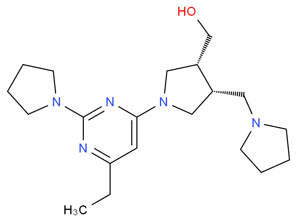 [(3R*,4R*)-1-(6-ethyl-2-pyrrolidin-1-ylpyrimidin-4-yl)-4-(pyrrolidin-1-ylmethyl)pyrrolidin-3-yl]methanol_Molecular_structure_CAS_)