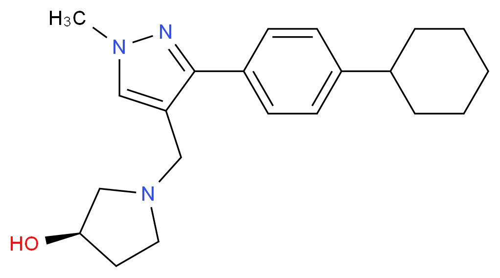 (3R)-1-{[3-(4-cyclohexylphenyl)-1-methyl-1H-pyrazol-4-yl]methyl}-3-pyrrolidinol_Molecular_structure_CAS_)