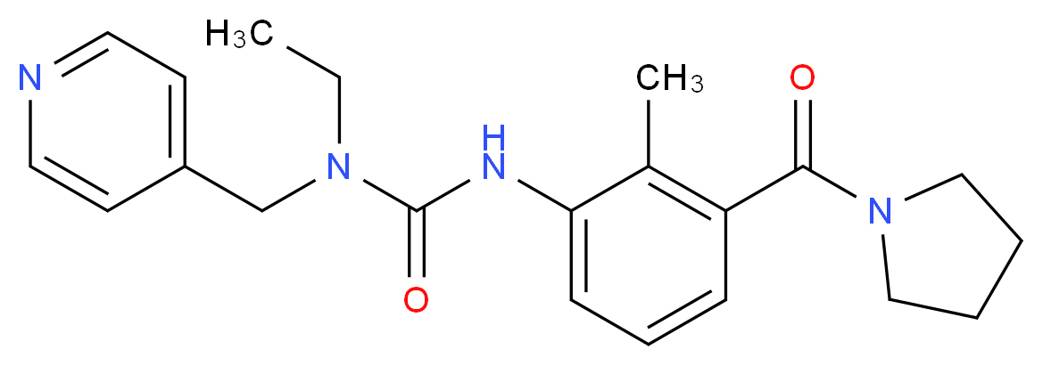 N-ethyl-N'-[2-methyl-3-(pyrrolidin-1-ylcarbonyl)phenyl]-N-(pyridin-4-ylmethyl)urea_Molecular_structure_CAS_)