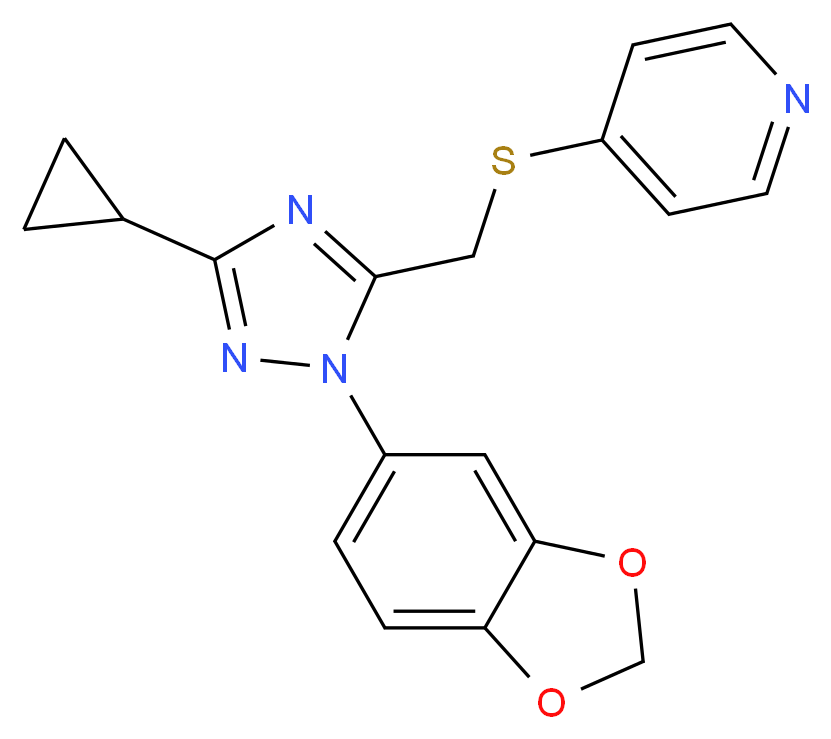 4-({[1-(1,3-benzodioxol-5-yl)-3-cyclopropyl-1H-1,2,4-triazol-5-yl]methyl}thio)pyridine_Molecular_structure_CAS_)