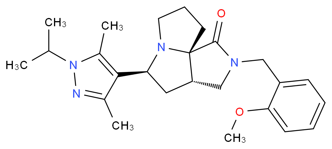 (3aS*,5S*,9aS*)-5-(1-isopropyl-3,5-dimethyl-1H-pyrazol-4-yl)-2-(2-methoxybenzyl)hexahydro-7H-pyrrolo[3,4-g]pyrrolizin-1(2H)-one_Molecular_structure_CAS_)