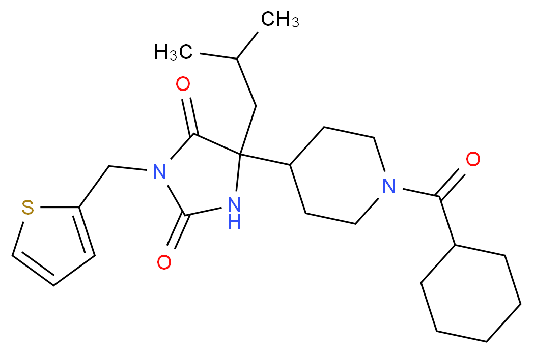 5-[1-(cyclohexylcarbonyl)-4-piperidinyl]-5-isobutyl-3-(2-thienylmethyl)-2,4-imidazolidinedione_Molecular_structure_CAS_)