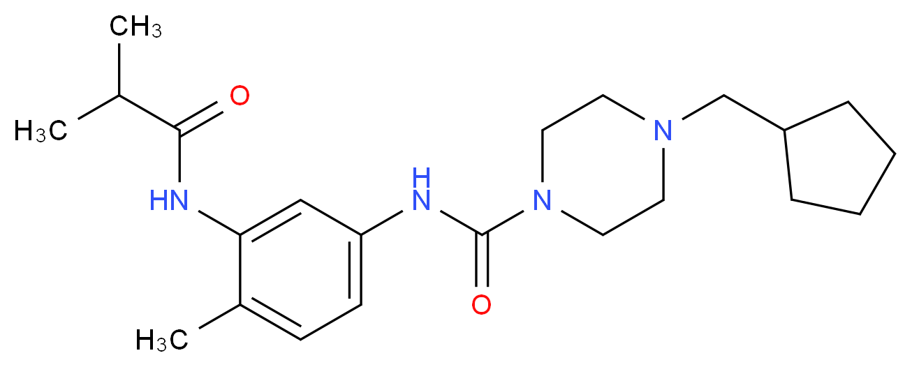 4-(cyclopentylmethyl)-N-[3-(isobutyrylamino)-4-methylphenyl]piperazine-1-carboxamide_Molecular_structure_CAS_)