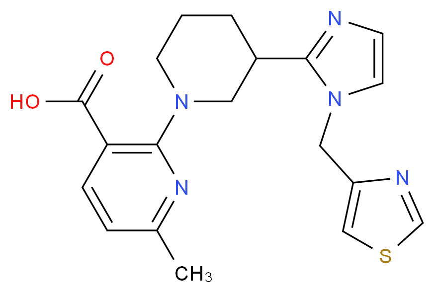 6-methyl-2-{3-[1-(1,3-thiazol-4-ylmethyl)-1H-imidazol-2-yl]piperidin-1-yl}nicotinic acid_Molecular_structure_CAS_)