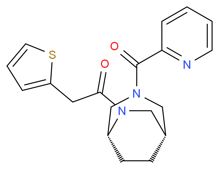 (1S*,5R*)-3-(2-pyridinylcarbonyl)-6-(2-thienylacetyl)-3,6-diazabicyclo[3.2.2]nonane_Molecular_structure_CAS_)