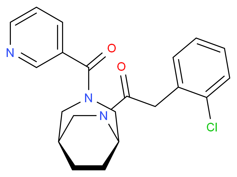 (1S*,5R*)-6-[(2-chlorophenyl)acetyl]-3-(pyridin-3-ylcarbonyl)-3,6-diazabicyclo[3.2.2]nonane_Molecular_structure_CAS_)
