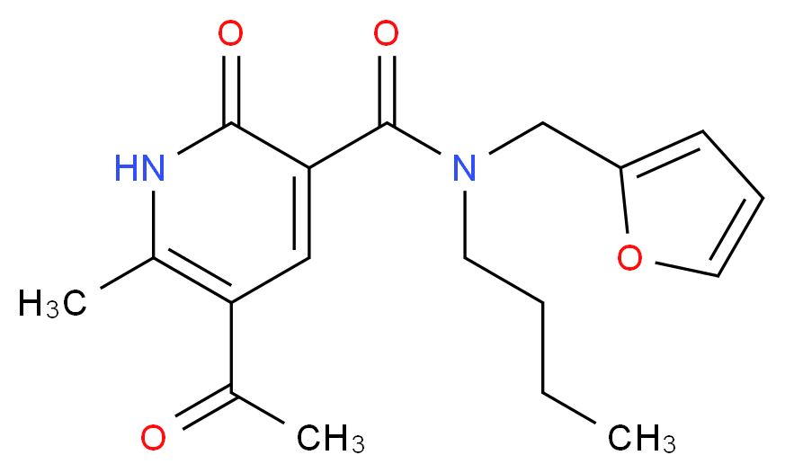 5-acetyl-N-butyl-N-(2-furylmethyl)-6-methyl-2-oxo-1,2-dihydropyridine-3-carboxamide_Molecular_structure_CAS_)
