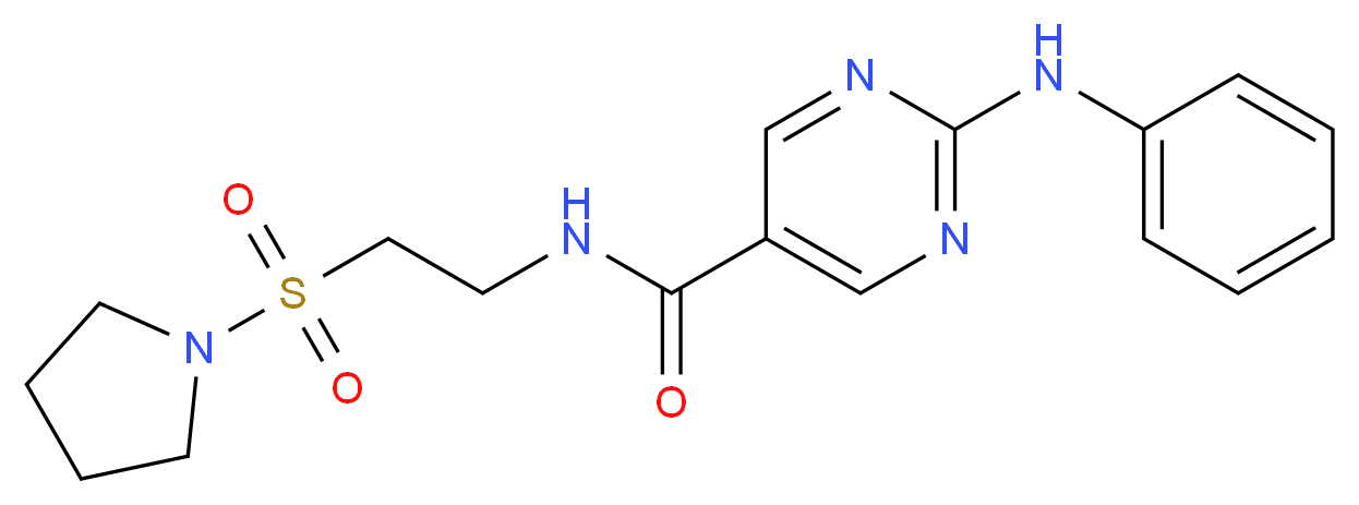 2-anilino-N-[2-(pyrrolidin-1-ylsulfonyl)ethyl]pyrimidine-5-carboxamide_Molecular_structure_CAS_)