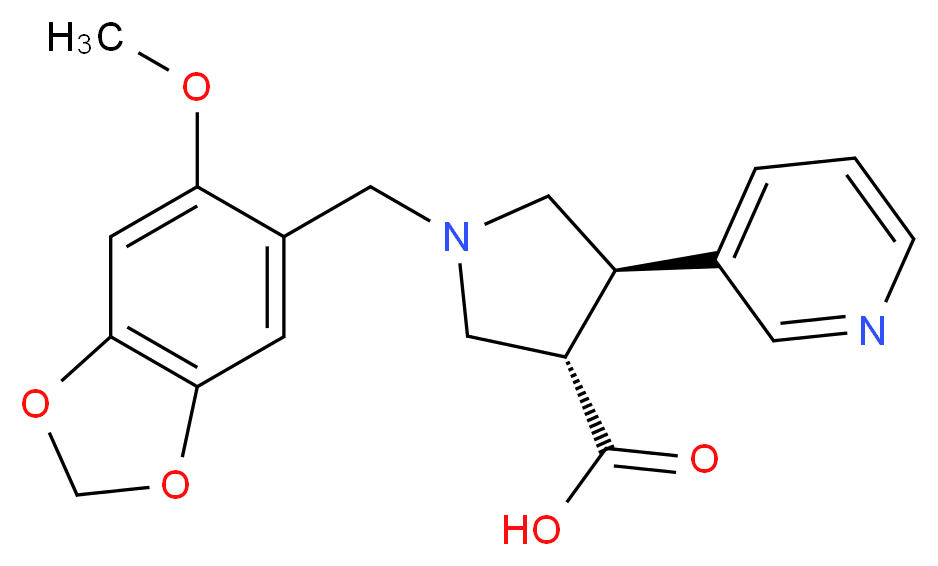 (3S*,4R*)-1-[(6-methoxy-1,3-benzodioxol-5-yl)methyl]-4-pyridin-3-ylpyrrolidine-3-carboxylic acid_Molecular_structure_CAS_)