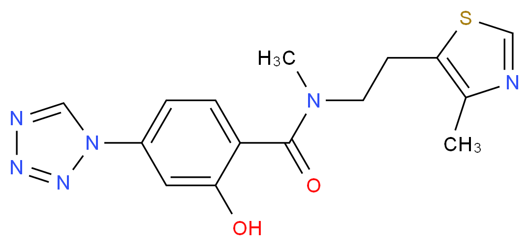 2-hydroxy-N-methyl-N-[2-(4-methyl-1,3-thiazol-5-yl)ethyl]-4-(1H-tetrazol-1-yl)benzamide_Molecular_structure_CAS_)