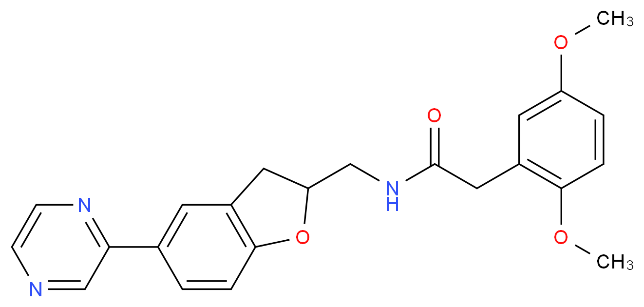 2-(2,5-dimethoxyphenyl)-N-{[5-(2-pyrazinyl)-2,3-dihydro-1-benzofuran-2-yl]methyl}acetamide_Molecular_structure_CAS_)