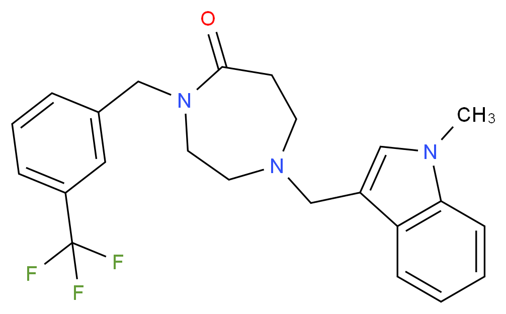 1-[(1-methyl-1H-indol-3-yl)methyl]-4-[3-(trifluoromethyl)benzyl]-1,4-diazepan-5-one_Molecular_structure_CAS_)